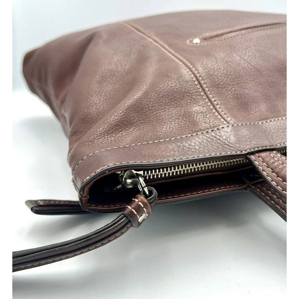 B. Makowsky Brown Leather Large Shoulder Handbag Purse‎ - Picture 13 of 16